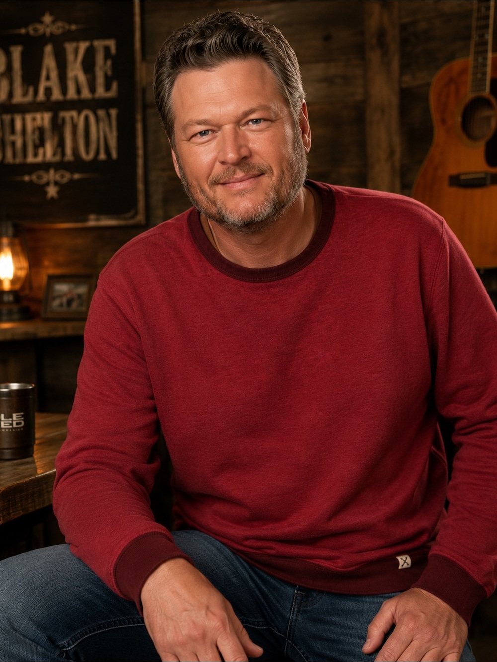 Blake Shelton x Lands’ End Burgundy Fleece-Lined Sweatshirt Men’s Large